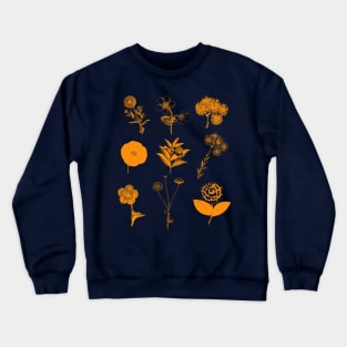 Flower Line Art Drawing in Orange Crewneck Sweatshirt